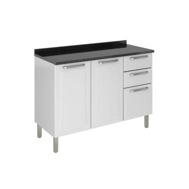Imagem de Balcão de Cozinha 3 Portas 2 Gavetas Itatiaia Tarsila de Aço 120cm Branco