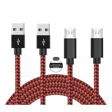 Imagem de FWCLO PS4 Controller Charger 2 Pack 3.3FT Nylon Braided Playstaion 4 Micro Charger Cord for PS4 Pro/Slim/ PS4 Dualshock 4,for Xbox One X/S/One Elite Controller for Kindle Tablet