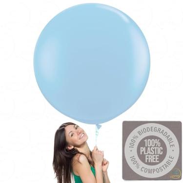 Imagem de Balões Biodegradáveis AFTERLOON® 6 peças de 91 cm Orbe Perfeito Redondo Gigante Extra Grande Pastel Azul Bebê 91 cm Cor Macaron de 91 cm, Látex Forte Espessado Jumbo XL Grande Boia de Hélio, Festa de