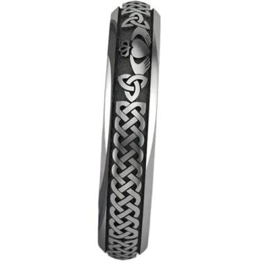 Imagem de Jude Jewelers 4 mm 6 mm Aço Inoxidável Nó Celta Claddagh Coração Padrão Casamento Casal Amantes Anel Aliança, Metal, Sem pedra preciosa