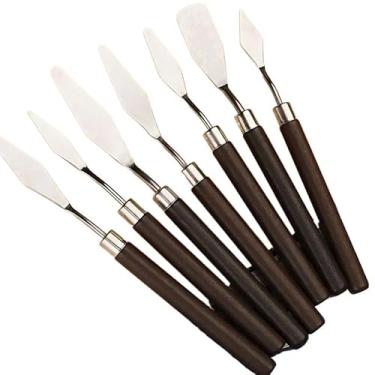 Imagem de 7Pcs Conjunto Faca Para Pintura A Óleo De Arte Em Aço Inoxidável Ferramentas De Desenho De Espátula Artista Bolos