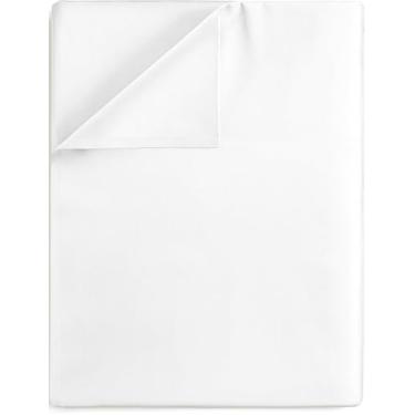 Imagem de Good Sleep Bedding Lençol de cima completo de 800 fios, lençol de cima 100% algodão egípcio, lençóis planos macios e respiráveis estilo hotel para cama de casal - branco