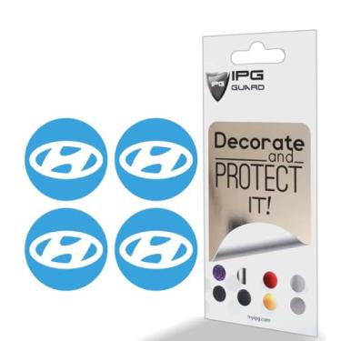 Imagem de IPG Decalque feito para Hyundai 2011-23 Sonata/Azera/Santa Fe (decalque de 5,5 cm - tampa central de 5,9 cm) fora do logotipo adesivos externos (4 unidades) (azul claro)