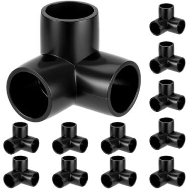 Imagem de QWORK Encaixe de PVC de grau para móveis de cotovelo de 3 vias de 1/5.1 cm, pacote com 12, preto
