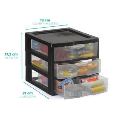 Imagem de Gaveteiro Pequeno com 3 Gavetas - Nitron, Preto