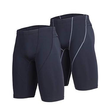 Imagem de beroy Short masculino de compressão, treino, atletismo, treino, camada de base esportiva justa com um bolso