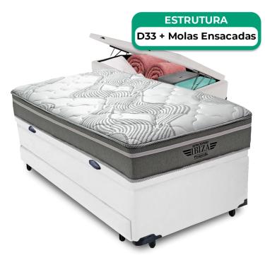 Imagem de Bicama Baú Solteiro E Colchão Ibiza Molas Vstore 88x188x22