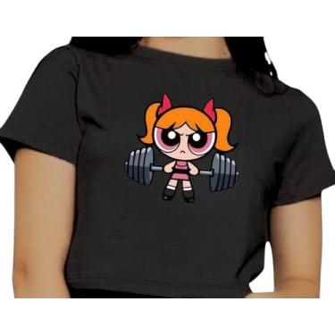 Imagem de Cropped Infantil Blusa Geek Manga Curta Estampa Meninas Poderosas Flor