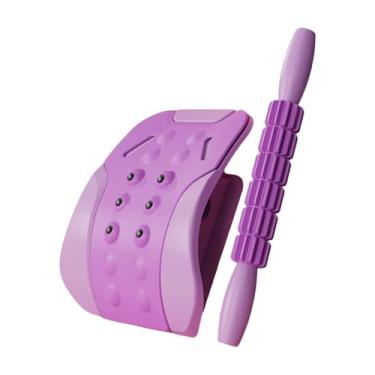 Imagem de harayaa Maca de costas, massageador lombar com rolo de massagem, dispositivo de descompressão espinhal para suporte de cadeira, Tolet