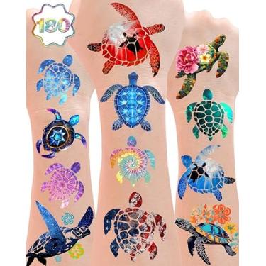 Imagem de ANTING 180 Peças De Tatuagens Temporárias Tartaruga, Adesivos Temáticos, Decoração Festa, Lembrancinhas, Arte Corporal Para Crianças E Adultos