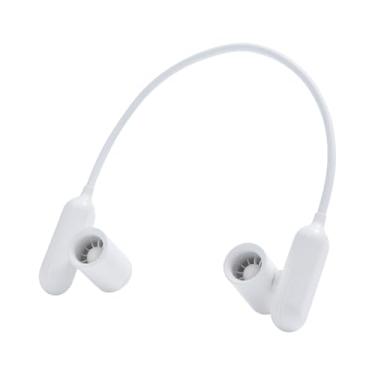 Imagem de Fenteer Pescoço pendurado ventilador pessoal leve mãos livres portátil sem folhas para atividades ao ar livre esportes equitação viagens caminhadas, Branco