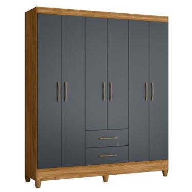 Imagem de Guarda Roupa Casal Panamá 6 Portas E 2 Gavetas Freijó/cinza - Moval
