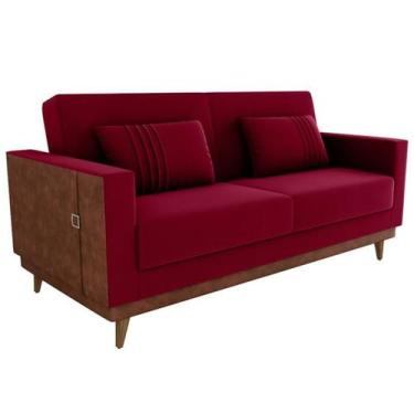 Imagem de Sofa Cama 2 Lugares 203 cm Veludo Maserati Vermelho material sintético