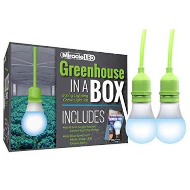 Imagem de Miracle LED Estufa de Sementeira de Espectro Azul Multiplantar em uma Caixa Kit de Lâmpada LED Crescer com Fio de 6 Pés (Pacote com 2)
