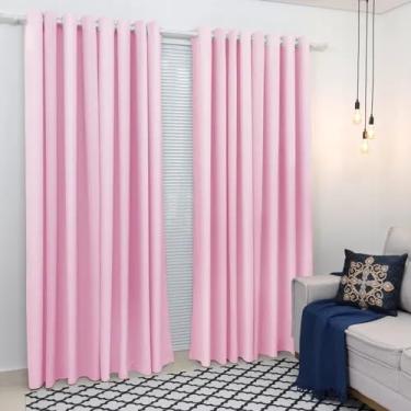 Imagem de Cortina Tecido Grosso 300x250 Sala Quarto (Rosa bebê, 300x270cm)