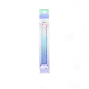 Imagem de 15cm Pata de Gato RéGua Estudante Papelaria Criativa RéGua de MediçãO Transparente Gradiente Cor RéGua PláStica(Verde（3 Pct）)