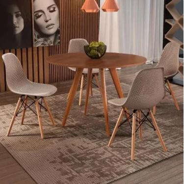 Imagem de Mesa de Jantar Redonda Madeira Laminada Pé Palito 90 Cm **SOMENTE A ME