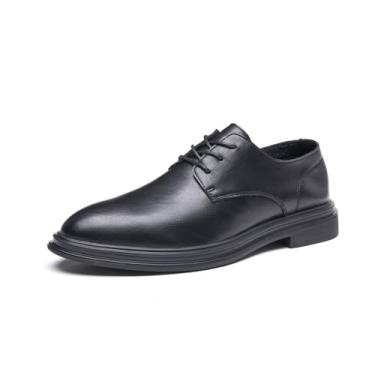 Imagem de Sapato social masculino Oxford de couro legítimo, estilo britânico, formal para negócios para casamento e uso casual, Preto, 42