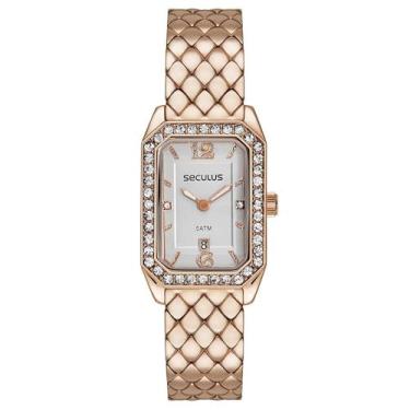 Imagem de Relógio Feminino Seculus Quadrado Cristais Rosé 23711lpsvrb2