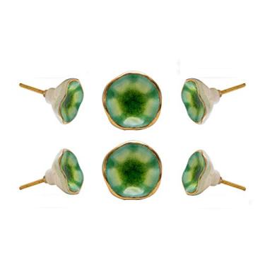 Imagem de Conjunto de 6 puxadores verdes de cerâmica Jordan puxador de cozinha armário porta armário e gaveta para banheiro | quarto | escritório | cozinha por Trinca-Ferro