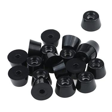 Imagem de Antrader – Protetor de piso de borracha redondo para pés de cadeira de móveis, grande afunilado com arruela de aço, 1" x 0.75" x 0.6", Black