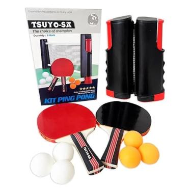 Imagem de Kit Ping Pong Profissional 6 Bolas 2 Raquetes Rede Retrátil (PRETO)