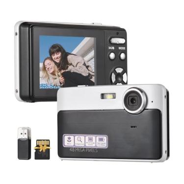 Imagem de Câmera digital 1080p Digital 48MP Câmera de vídeo para crianças de 2,4 polegadas Foco automático 16x Zoom construído na bateria 32 GB TF CARD CARD (Preto)