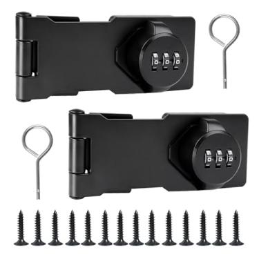 Imagem de HKATOPS Fechaduras com chave de senha, fechadura de porta de celeiro de 180 graus, fechadura de combinação sem chave para portas pequenas, armários, porta de celeiro, banheiro, ao ar livre, jardim