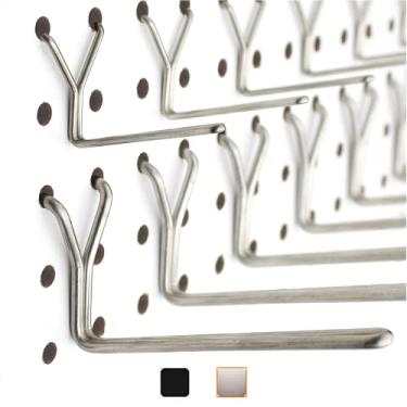 Imagem de Ganchos para Pegboard de Aço Inoxidável Pacote com 50 cm + Gancho G de 10 cm - Não Cairá - Serve em qualquer placa de fixação - Organizar ferramentas, acessórios, bancada, armazenamento de garagem, cozinha, artesanato ou hobby, joias