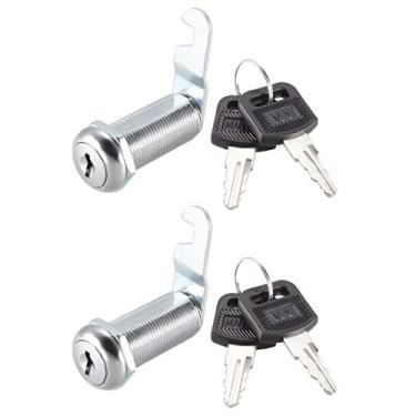 Imagem de Uxcell Cam Lock 1-1/2" Cilindro Cadeado de armário longo cabe em 1-3/8" Max Painel de espessura Diferente 2 peças