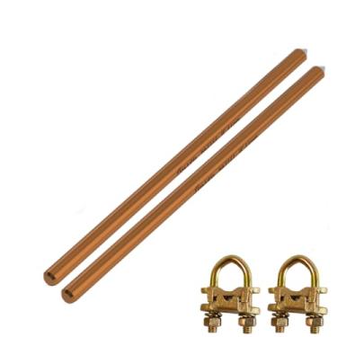 Imagem de Kit Haste de Aterramento Alta Camada, 2 Hastes 5/8" 14,3mm x 2,4m + 2 Grampos Duplos GTDU