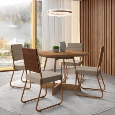 Imagem de Conjunto Sala de Jantar 4 Cadeiras Charlotte Carraro Nogal