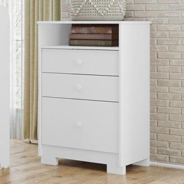 Imagem de Cômoda Infantil Tuboarte Magia 100% MDF 3 Gavetas e kit de Pés, Branco