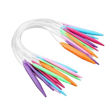 Imagem de ZAWELIYO A Agulhas de tricô Sweater, Agulha de Suéter de Agulha, Agulhas de tricô, Conjunto de Agulhas de 12 Pcs Colorido de Plástico Com Tubo Macio para Presentes (40 cm de comprimento)