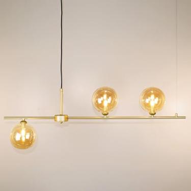 Imagem de Pendente Globo Dourado e Âmbar Metal e Vidro Pd2050