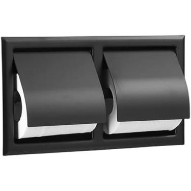 Imagem de Suporte De Papel Higiênico Embutido De Rolo Duplo Suporte De Rolo De Papel Higiênico De Aço Inoxidável 304 Suporte De Rolo De Tecido De Montagem Na Parede Do Banheiro Ilu, Black, Double
