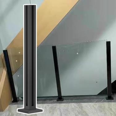 Imagem de Poste De Corrimão De Vidro De Escada Comercial, Coluna De Balaustrada Resistente Para Painel De Vidro/Plástico/Madeira, Coluna De Guarda-corpo Interior Exterior, Color Grey, 150cm/59in