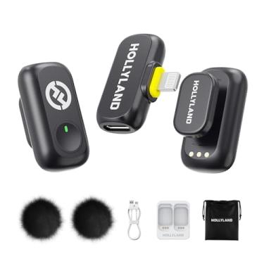 Imagem de Hollyland LARK A1 Mini Duo – Microfone Sem Fio Mini para iPhone 14/13/12 (2TX + Lightning RX), Microfone Magnético para YouTube, TikTok, Podcast e Vlogs (Preto, sem Case de Carregamento)