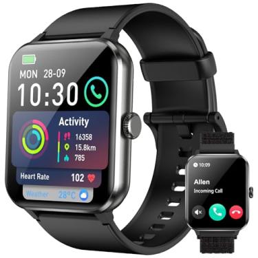 Imagem de Smartwatch,Relógio Inteligente para Homens e Mulheres, 1.85“ Tela HD Touch, 100+ Modos Esportivos, Chamadas Bluetooth,Assistente de Voz, Compatível com iOS/Android,Inclui 2 Pulseiras,Preto