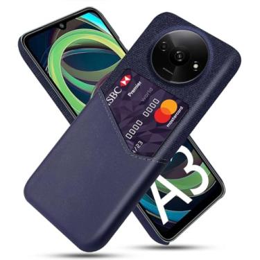 Imagem de Capa para Xiaomi Redmi A3 4G,Tela e tampa de couro PU,Antideslizante,360°cobertura completa à prova de choque com 1 slot de cartão atrás,Prevenção de queda-Blue
