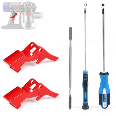 Imagem de Substituição de botão de interruptor de gatilho de 2 peças compatível com aspirador de pó Dyson V7 V8 SV10 SV11, acessórios de reparo de botão de interruptor forte com kit de ferramentas de reparo