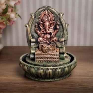 Imagem de Estátua Grande Decorativa da Deusa Ganesha Símbolo de Sorte e Fortuna com Mandala Dourada(Fonte Ganesha no altar)