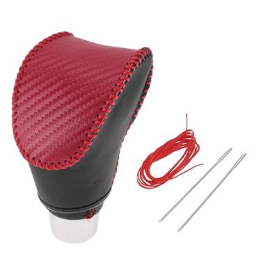 Imagem de Motoforti Capa de manípulo de mudança de marchas antiderrapante para Kia Soul 2020-2023 couro sintético preto vermelho