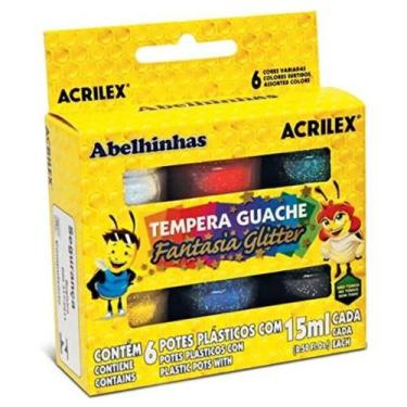Imagem de Tinta Guache 06 Cores Sortidas Acrilex Gliter Fantasia