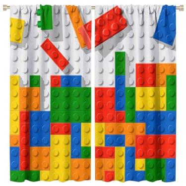 Imagem de Cortina de brinquedo de blocos de montar, bolso para varão, berçário infantil, esboço abstrato, colorido, plástico, tijolo, estampa geométrica, estampa geométrica, cortina para meninos e meninas, sala