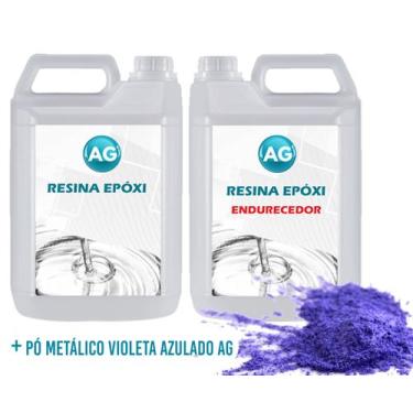 Imagem de Resina Epóxi 1KG + Pó Metálico Violeta Azulado AG - Resinas ag