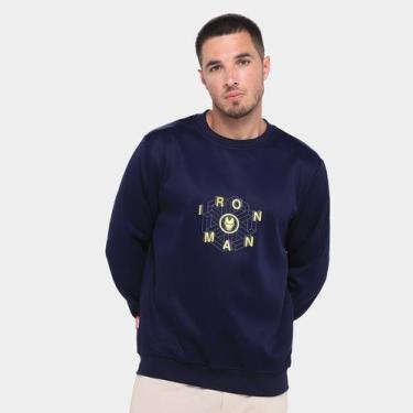 Imagem de Moletom Mooncity Homem de Ferro Masculino, Marinho, M