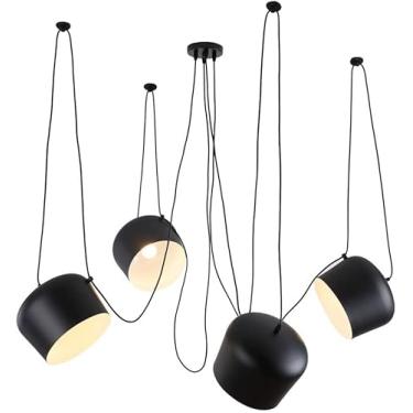 Imagem de Cantina Pendente, Bar Pingente De Iluminação, E27 Antiga Luz Suspensa, Lâmpada Industrial, Abajur De Alumínio Diy Lustre, Black, 6 lamps