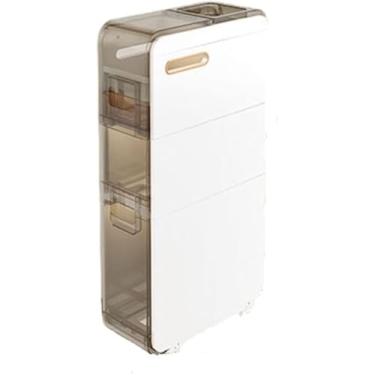 Imagem de Armário De Armazenamento De Clipe Gaveta Armário De Armazenamento De Banheiro Aparador De Costura Ultra Estreita Armário De Costura De Cozinha Chão Com Gavetas Tra, White, Fourth Floors