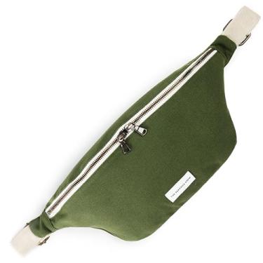 Imagem de The Peacock Crew Pochete – Bolsa tiracolo de algodão elegante para homens e mulheres – alça ajustável, zíper duplo – bolsa de ombro de tecido premium, Trekker Camuflagem Verde